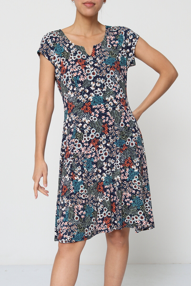 Wholesaler Revd'elle - Revdelle - Short skater dress with short sleeves and V-neck