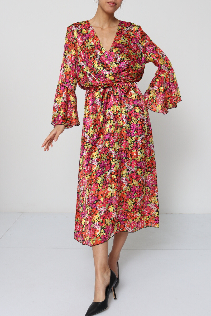 Wholesaler Revd'elle - Revdelle - Flowy printed mid-length dress with 3/4 sleeves