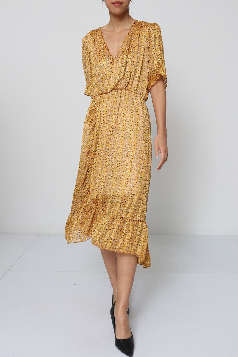 Wholesaler Revd'elle - Revdelle - Flowy printed mid-length dress with 3/4 sleeves