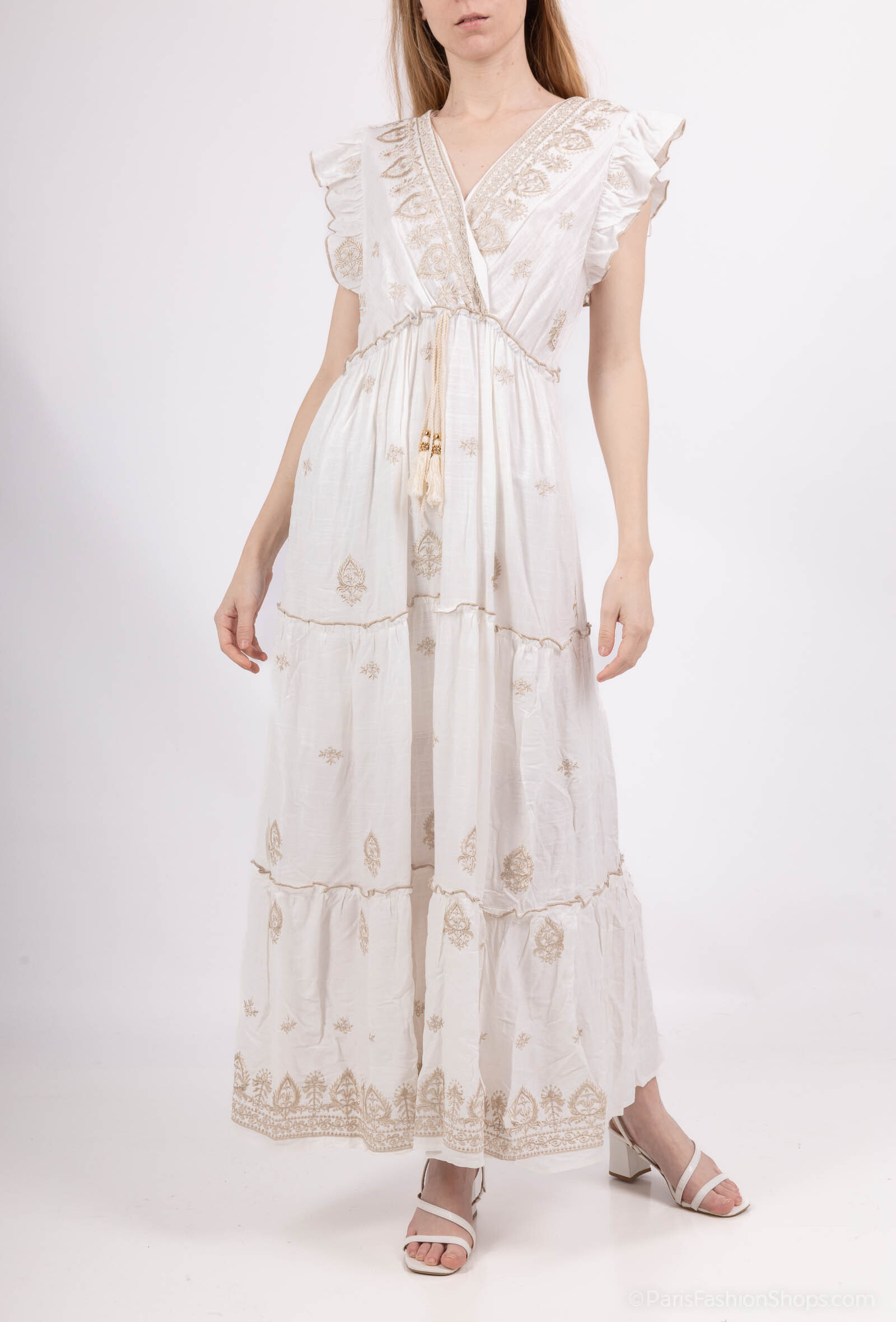 Wholesaler Revd'elle - Revd'elle - Long Dress without sleeve V -neck with embroidery