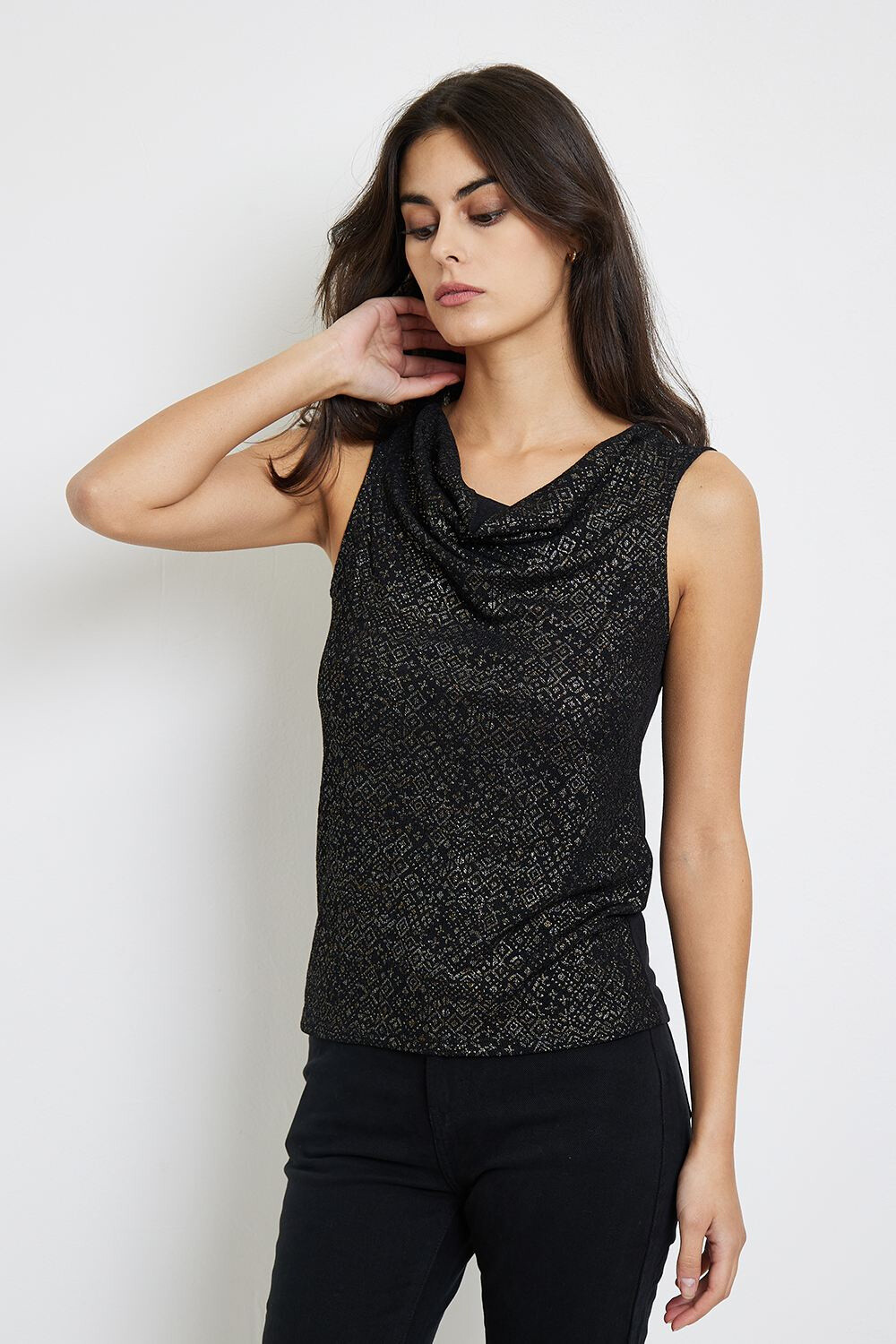 Wholesaler Revd'elle - Revd'elle - Shiny Sleeveless V-Neck Tunic for Parties