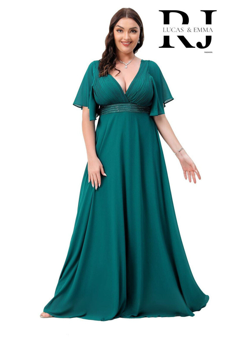 Grossiste REVEROSE by Lucas & Emma - AJACCIO - Robe longue de soirée élégante col V détails en strass jupe doublée