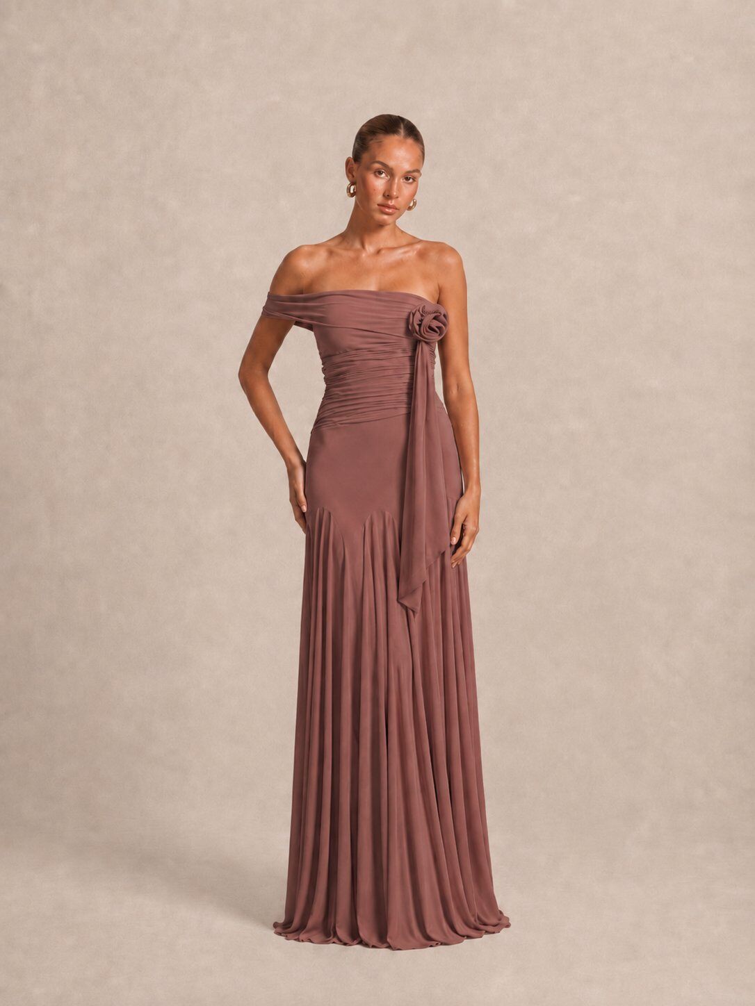 Grossiste REVEROSE by Lucas & Emma - SHIZUOKA - Robe longue bustier drapée à fleur