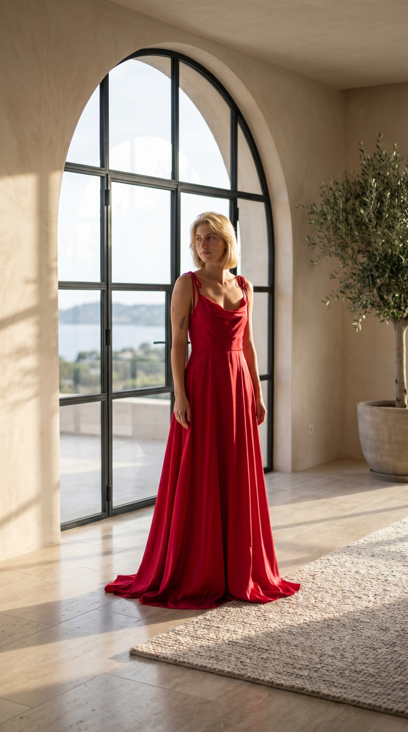 Grossiste REVEROSE by Lucas & Emma - Robe de cérémonie longue satinée à fines bretelles