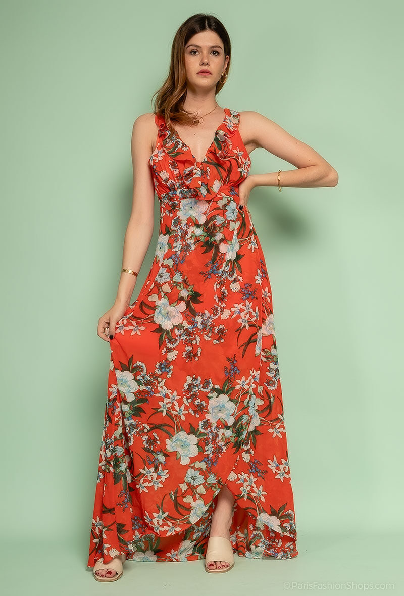 Grossiste Luness - Robe longue fleurie légère - Sapporo