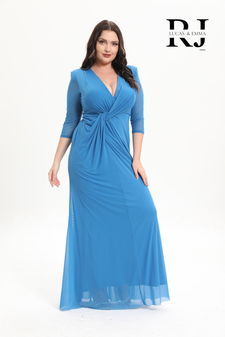 Grossiste REVEROSE by Lucas & Emma - Robe de soirée avec décolleté plongeant vers un nœud et des manches - Quito