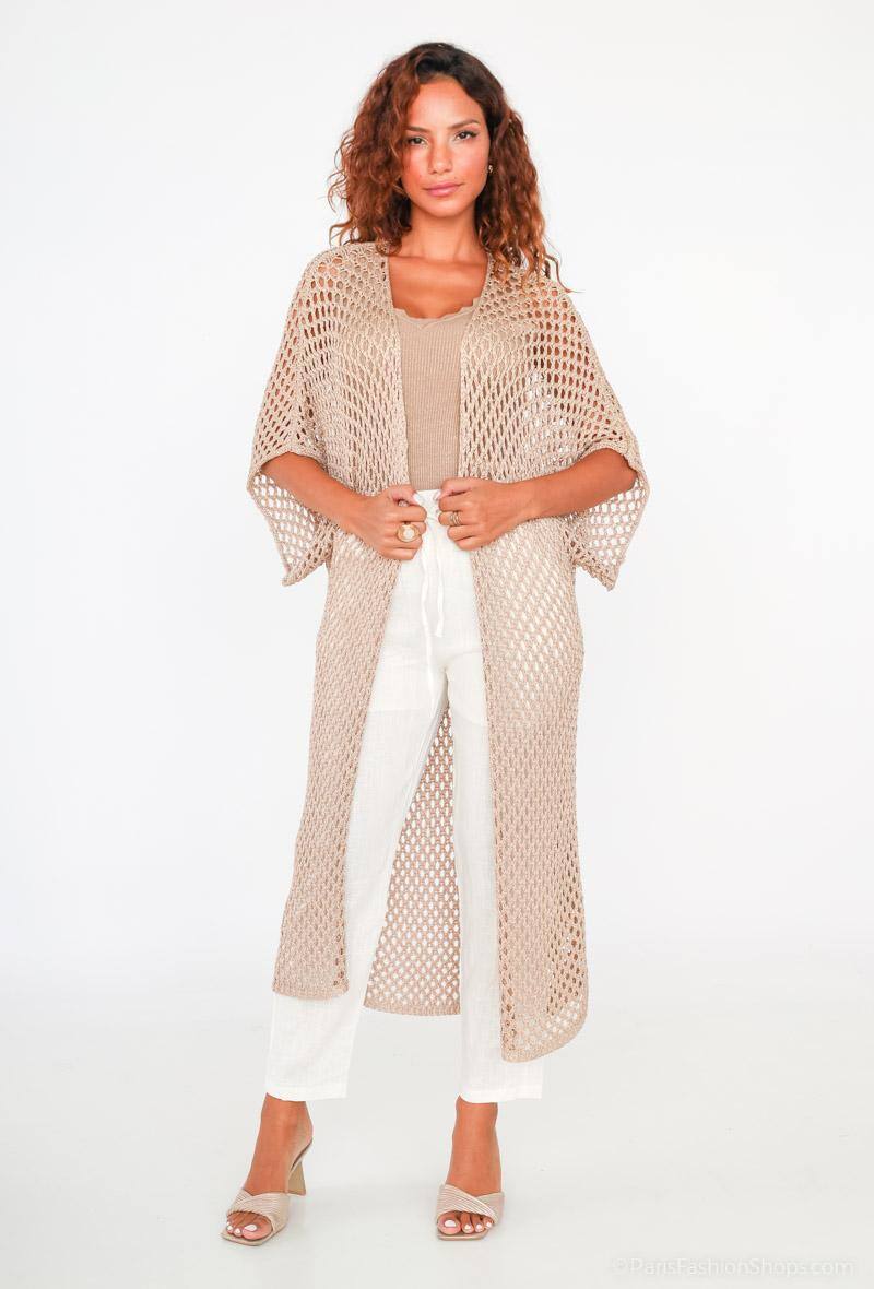 Großhändler Rosa Fashion Crochet - Böhmischer Kaftan