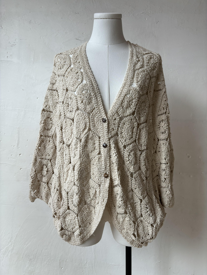 Großhändler Rosa Fashion Crochet - Häkelweste mit Fledermausärmeln