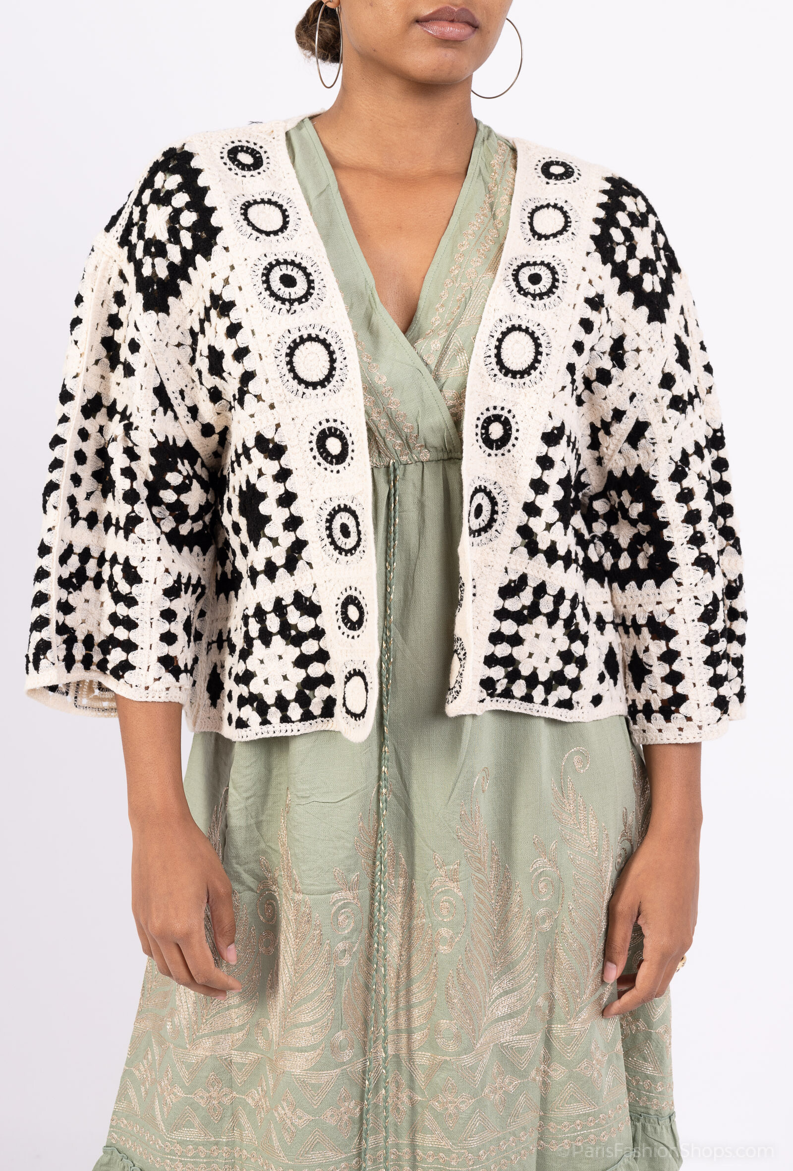 Mayorista Rosa Fashion Crochet - Chaleco de ganchillo con mangas murciélago