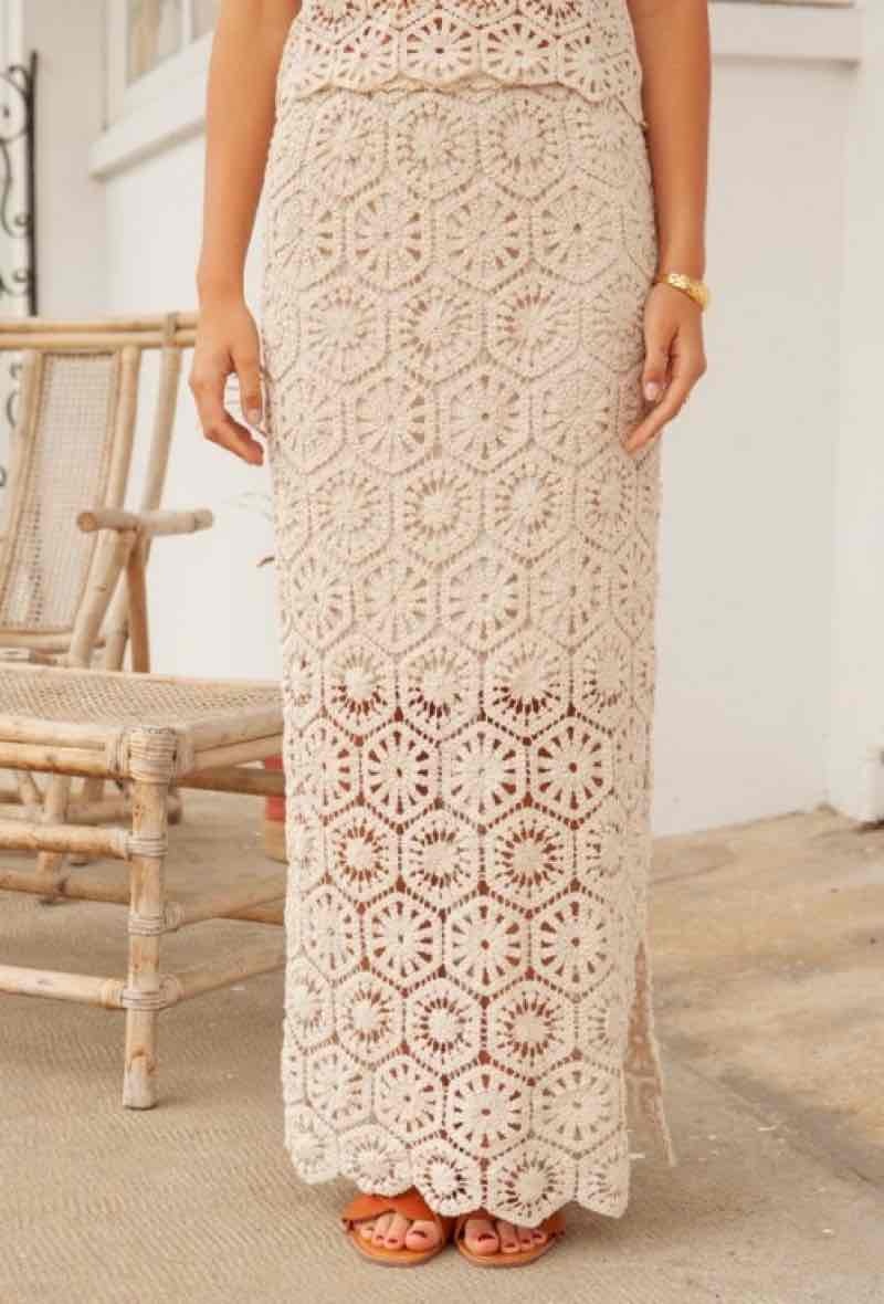 Großhändler Rosa Fashion Crochet - Häkelrock