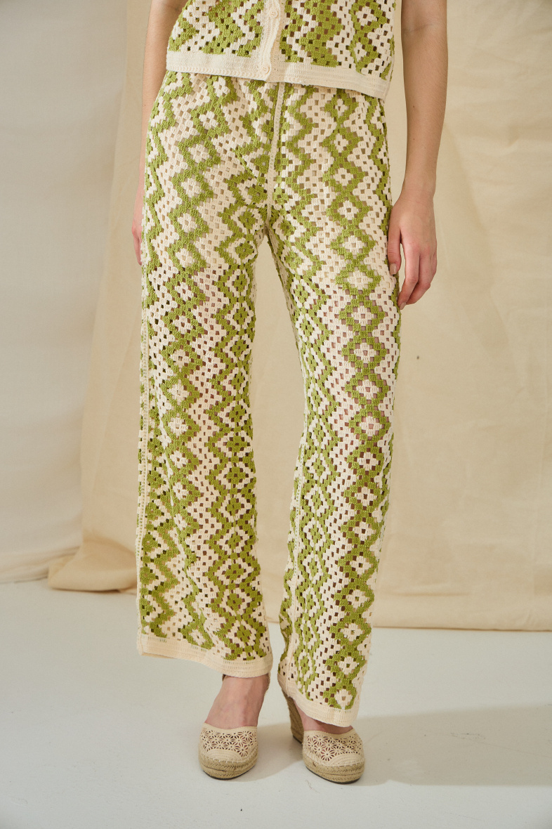 Wholesaler Rosa Fashion Crochet - Two-tone crochet pants