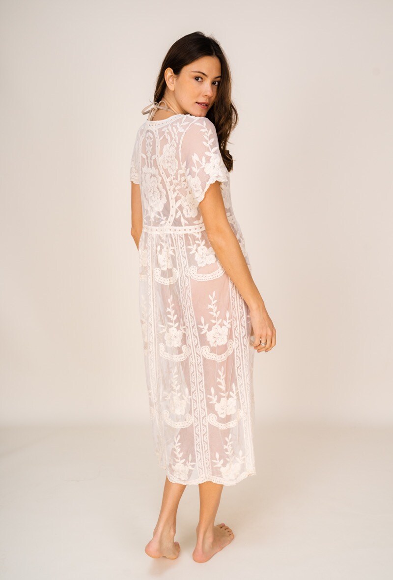 Großhändler Rosa Fashion Crochet - Strandkleid