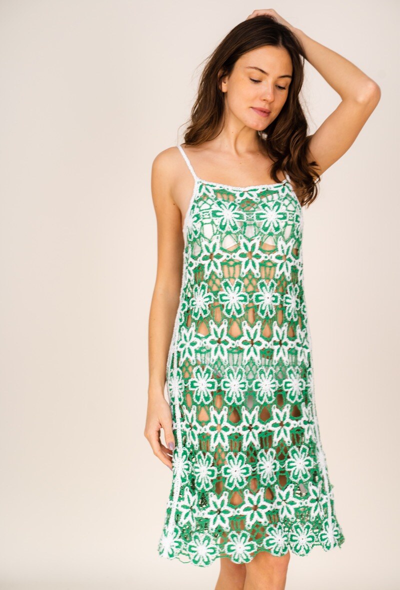 Wholesaler Rosa Fashion Crochet - Crochet dress with flower pattern