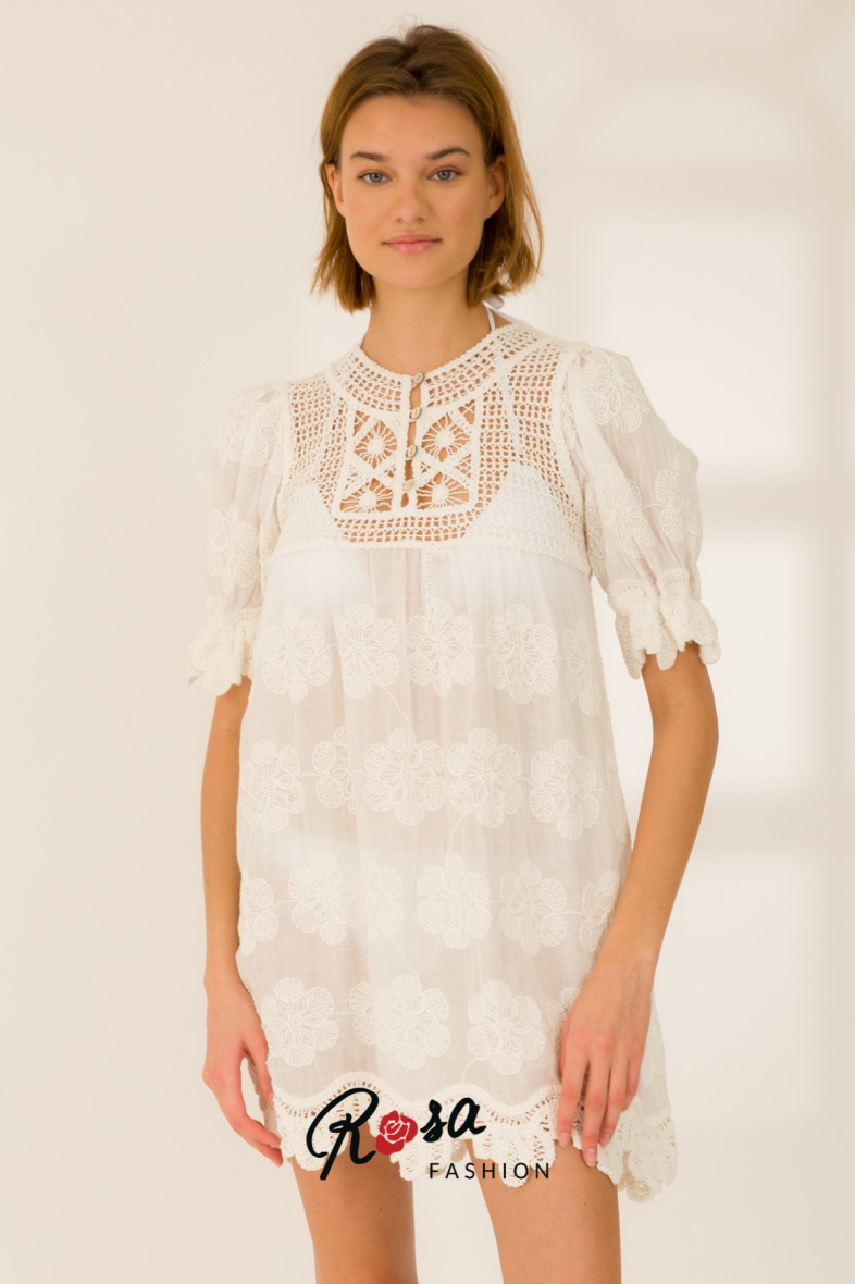 Großhändler Rosa Fashion Crochet - Spitzen- und Häkelkleid
