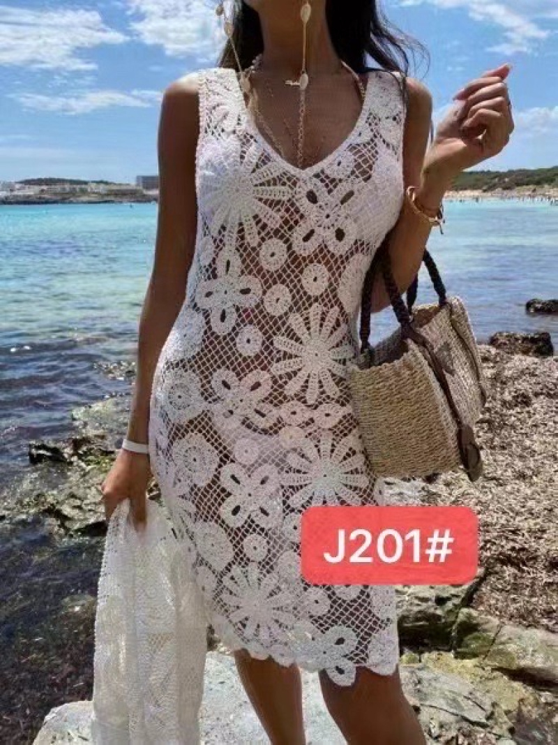 Großhändler Rosa Fashion Crochet - Transparentes Strandkleid