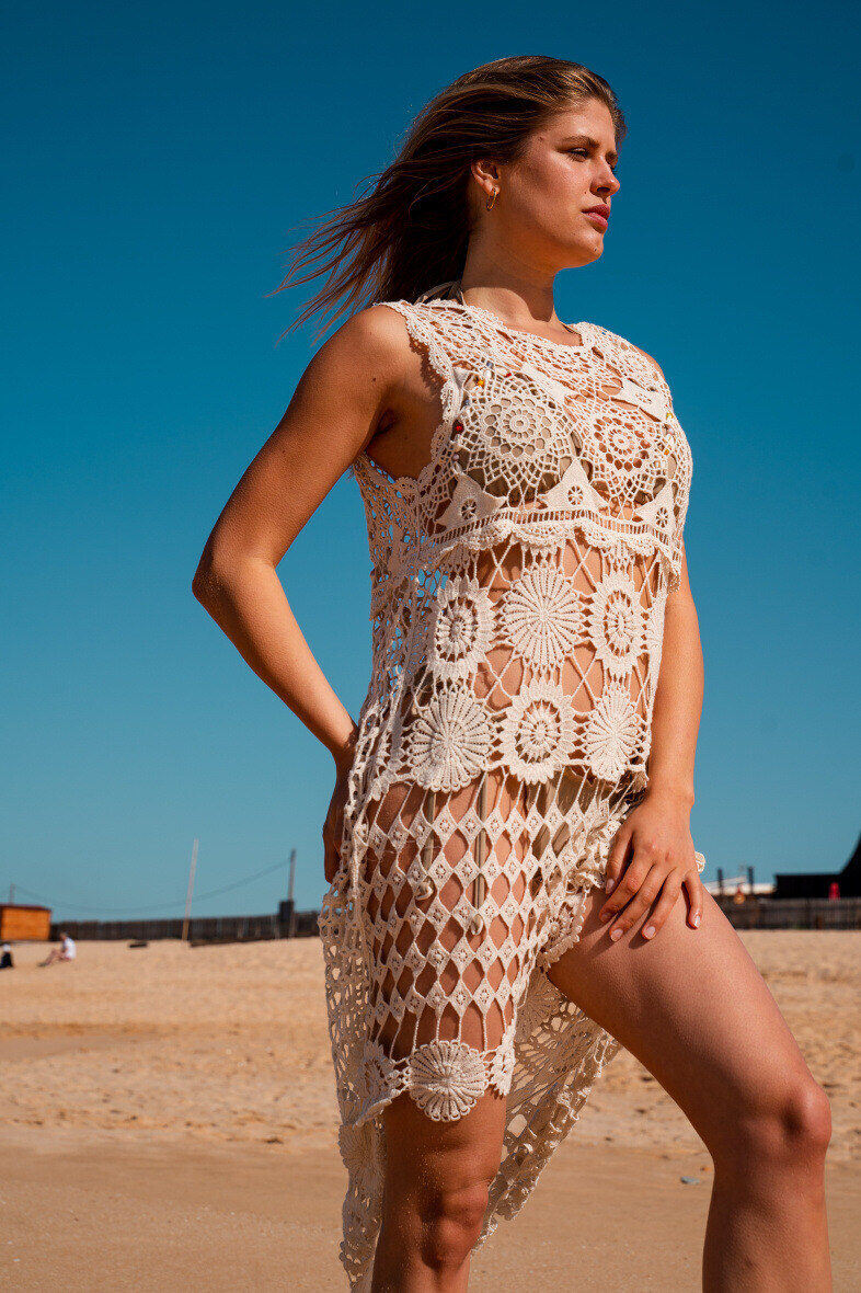 Mayorista Rosa Fashion Crochet - Top largo asimétrico de gancho