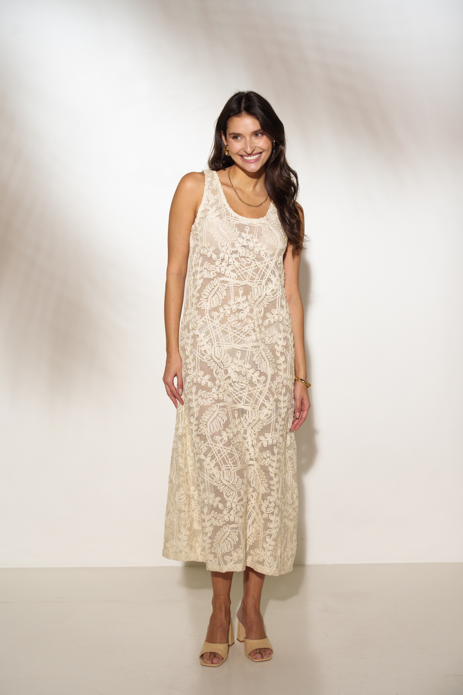 Großhändler Rosa Fashion Crochet - Bohemian langes Häkelkleid