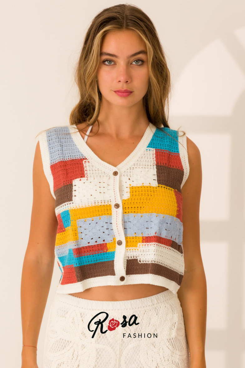 Großhändler Rosa Fashion Crochet - Häkel-Tanktop