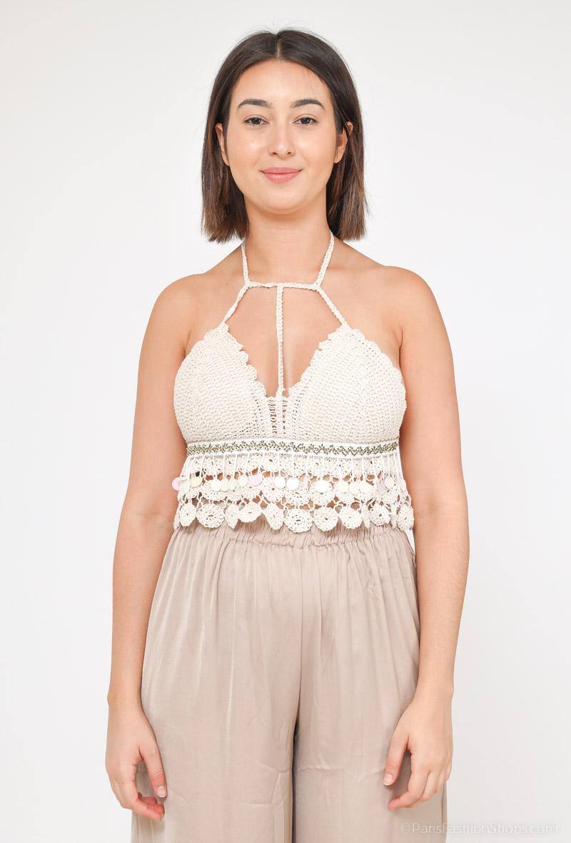 Großhändler Rosa Fashion Crochet - Häkeloberteil