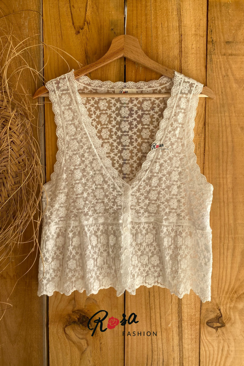 Großhändler Rosa Fashion Crochet - Häkeloberteil mit Muster