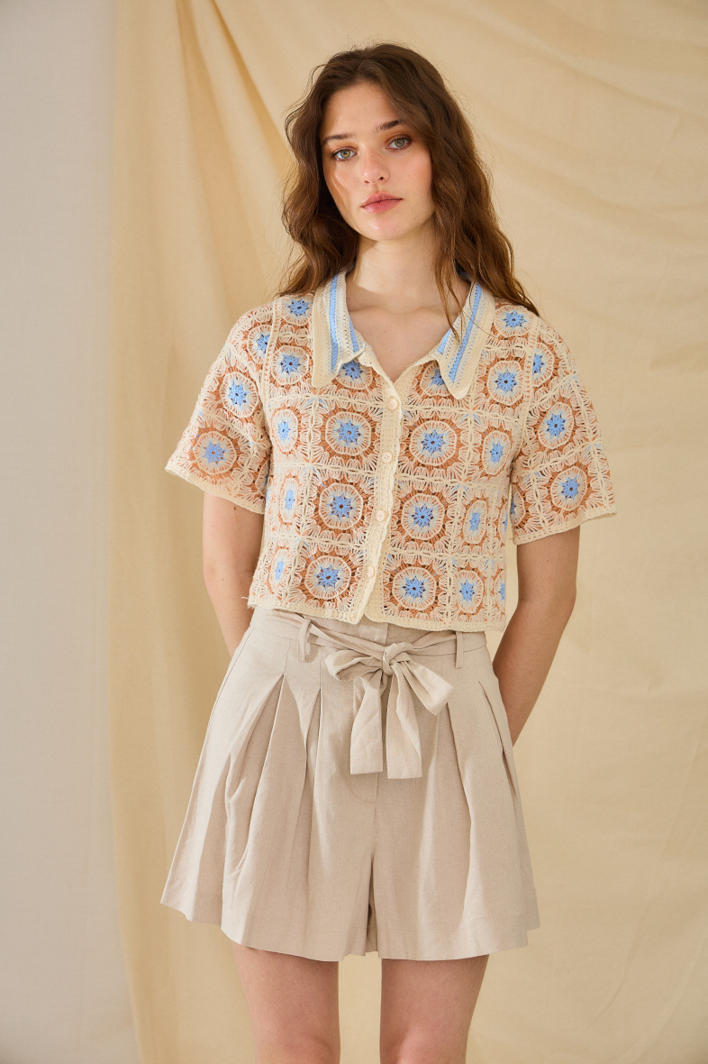 Großhändler Rosa Fashion Crochet - Häkeloberteil mit Schmetterlingsdetails