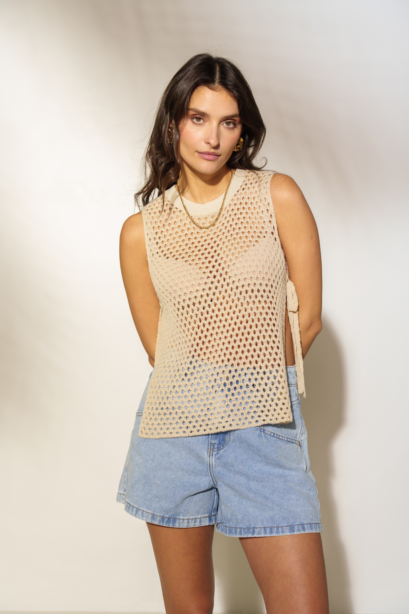Wholesaler Rosa Fashion Crochet - Lurex crochet mesh top