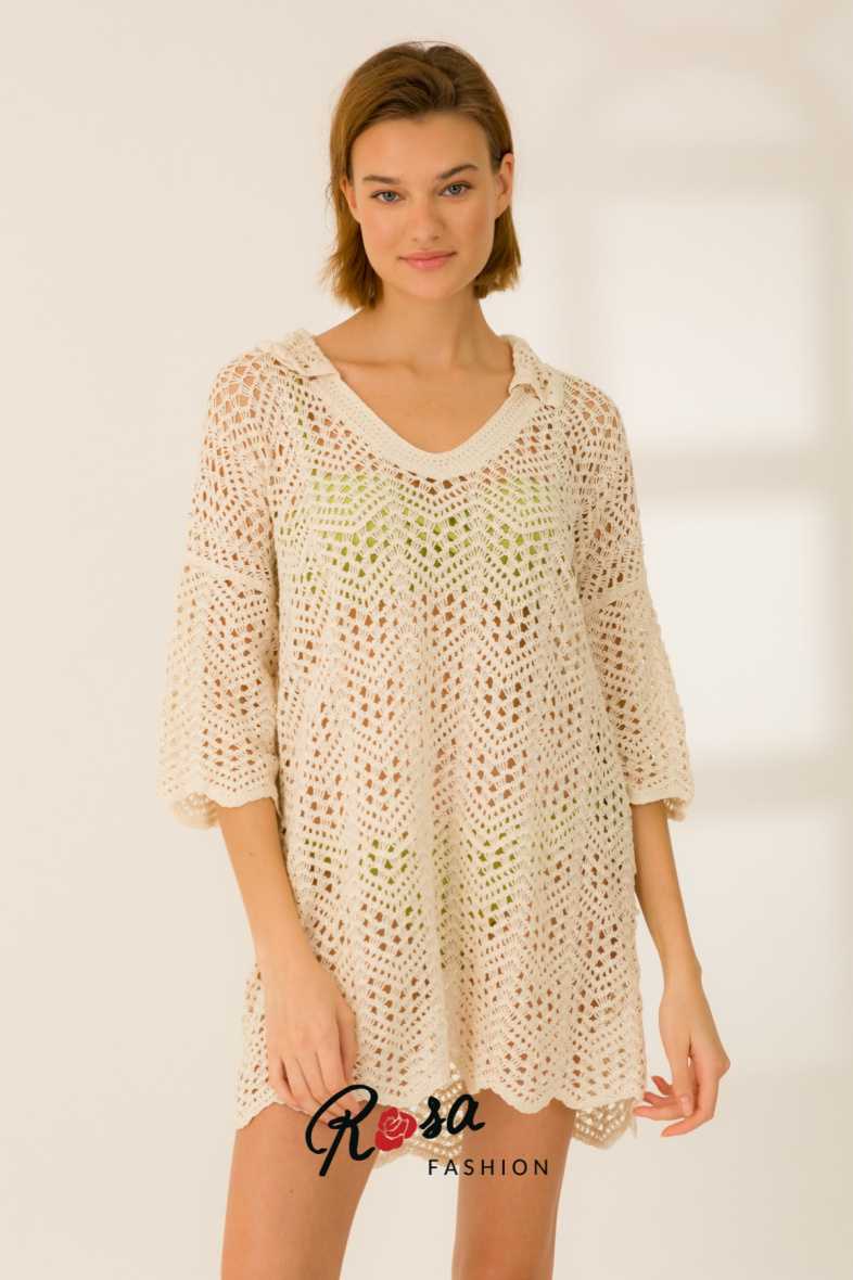 Großhändler Rosa Fashion Crochet - Häkeltunika