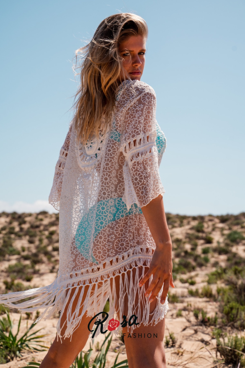 Großhändler Rosa Fashion Crochet - Transparente Spitzentunika
