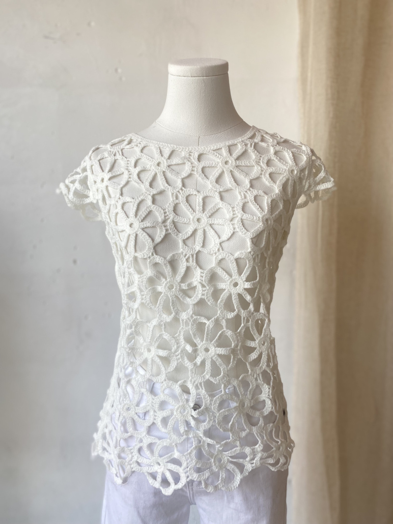 Großhändler Rosa Fashion Crochet - Transparente Bluse