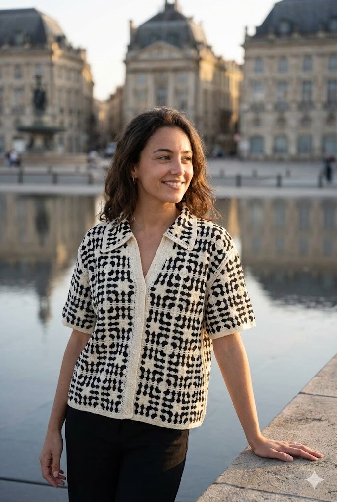 Großhändler Rosa Fashion - Bluse mit klassischem Kragen und Mustern