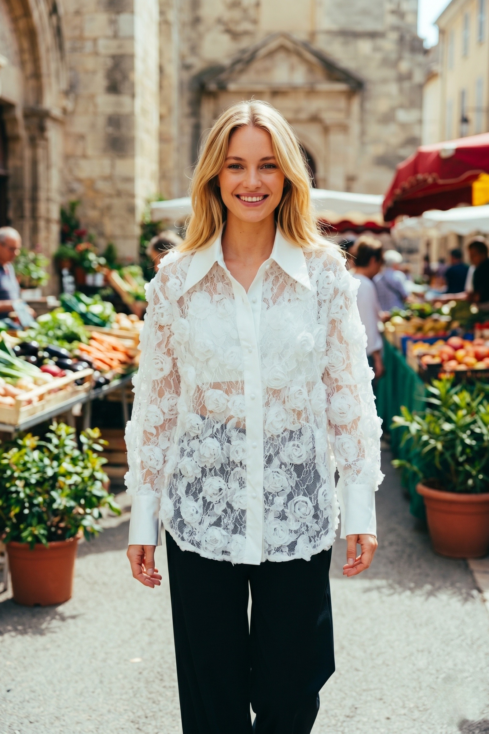Mayorista Rosa Fashion - Camisa de encaje floral