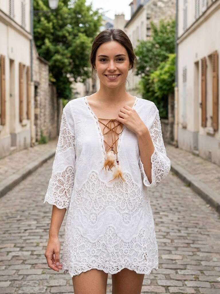 Wholesaler Rosa Fashion - Lace blouse with laces