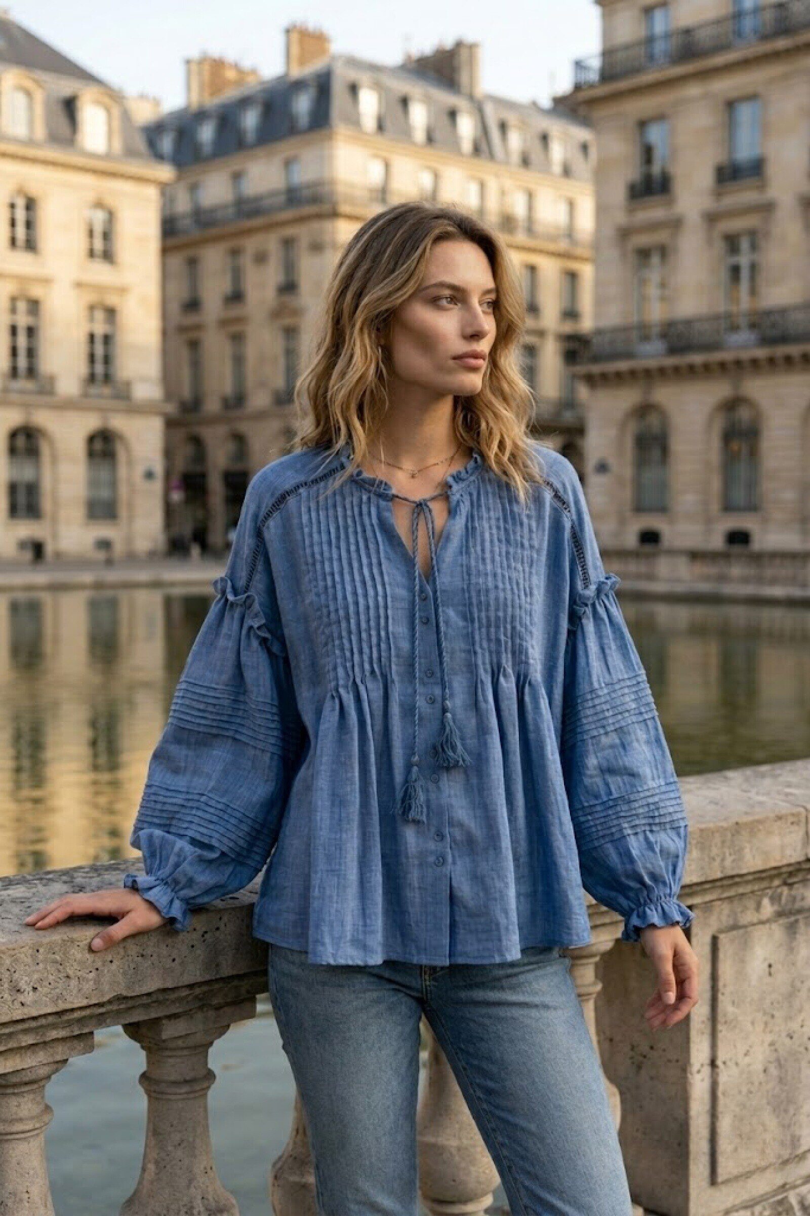 Wholesaler Rosa Fashion - Bohemian Embroidered Cotton Blouse