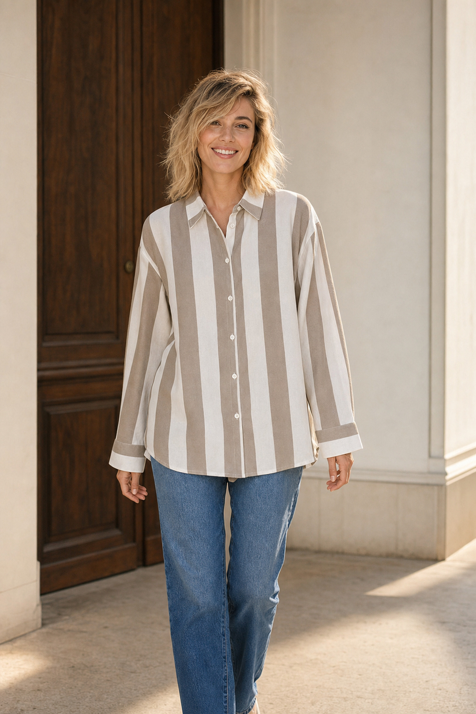 Grossista Rosa Fashion - Camicia di cotone a righe