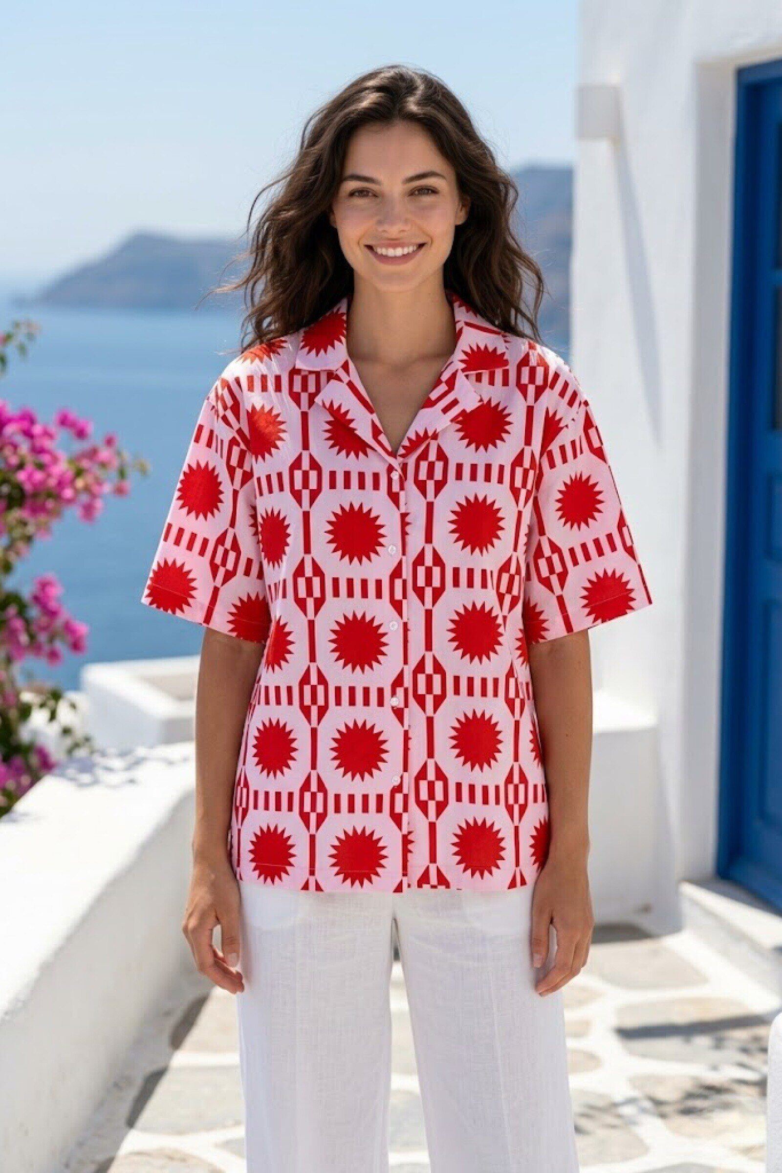 Wholesaler Rosa Fashion - Printed shirt with a notch collar