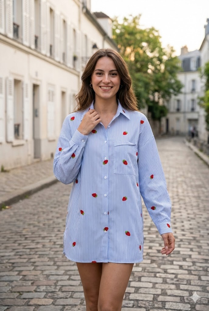 Grossiste Rosa Fashion - Chemise à fleurs brodées