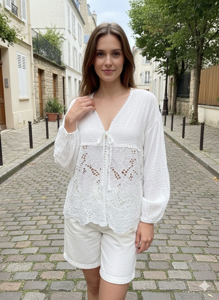 Grossiste Rosa Fashion - Chemise légère avec broderie