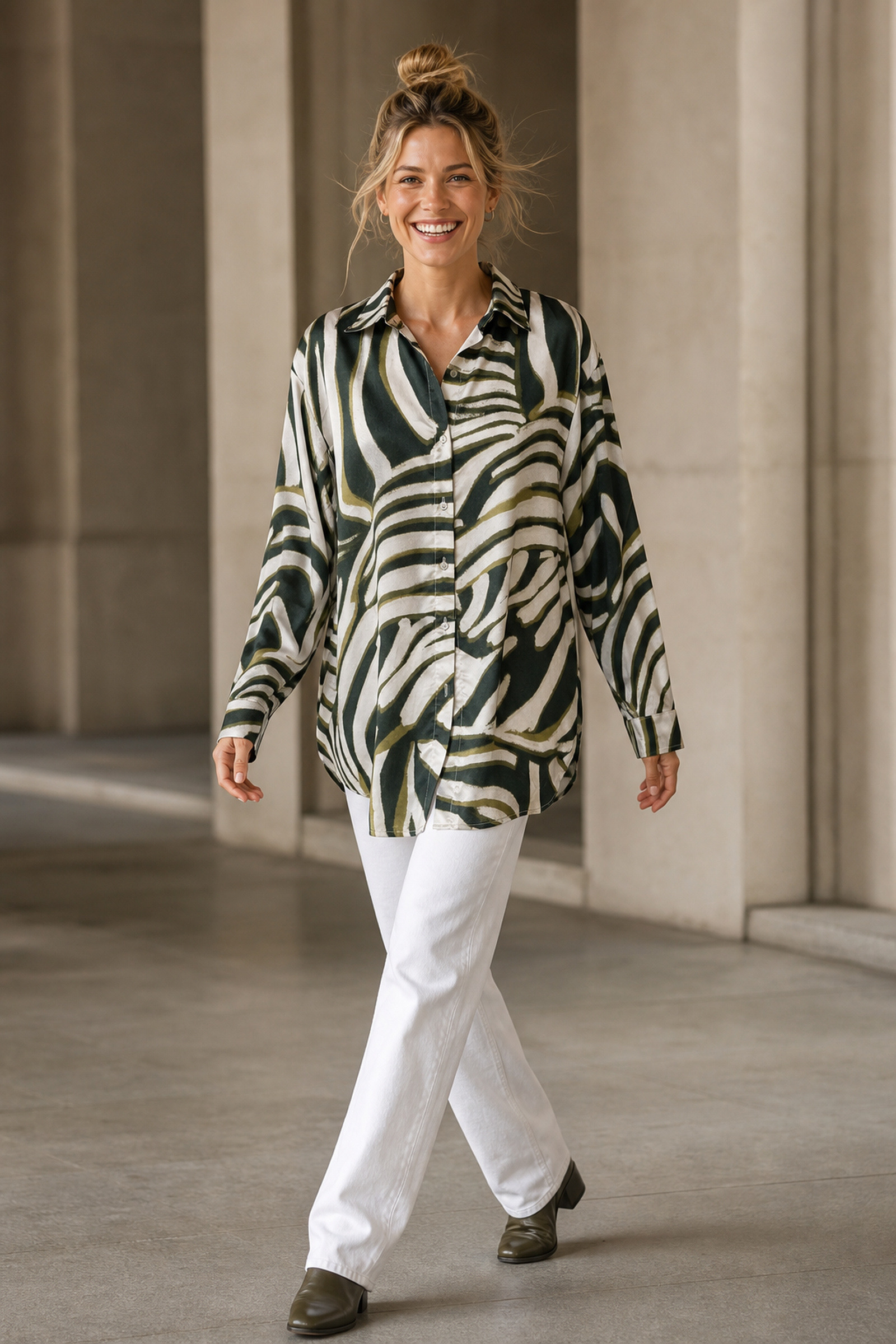Grossista Rosa Fashion - Camicia a righe stampata