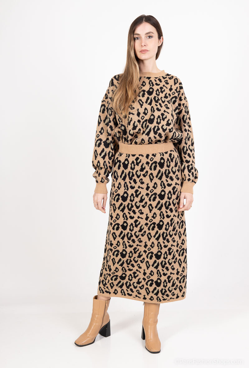 Mayorista Rosa Fashion - conjunto de suéter con estampado de leopardo
