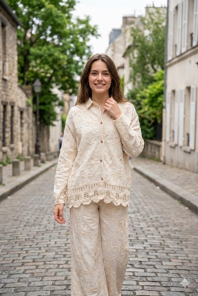 Grossiste Rosa Fashion - Ensemble Brodé Élégant