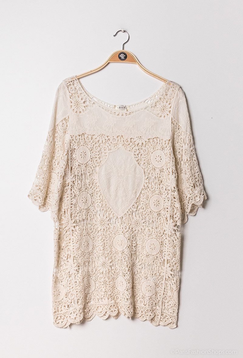 Großhändler Rosa Fashion Crochet - Häkelbluse