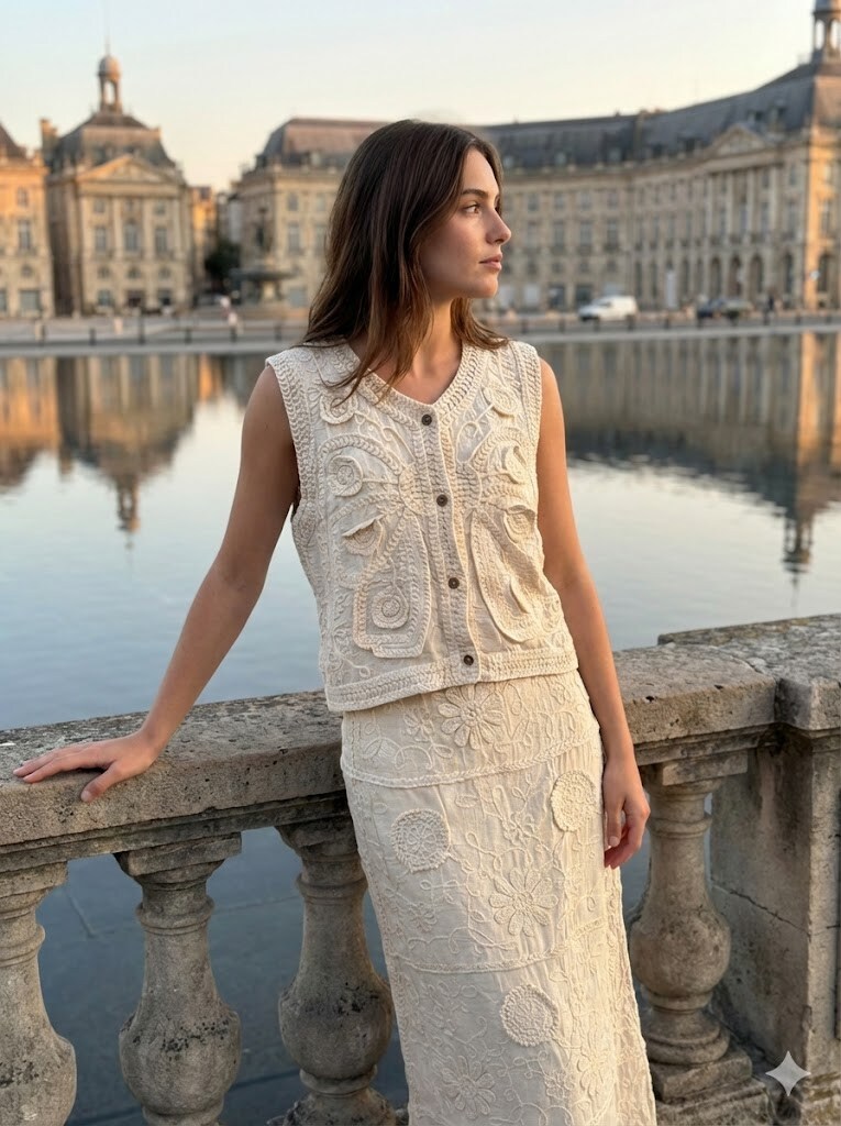 Grossiste Rosa Fashion - Gilet en crochet à boutons