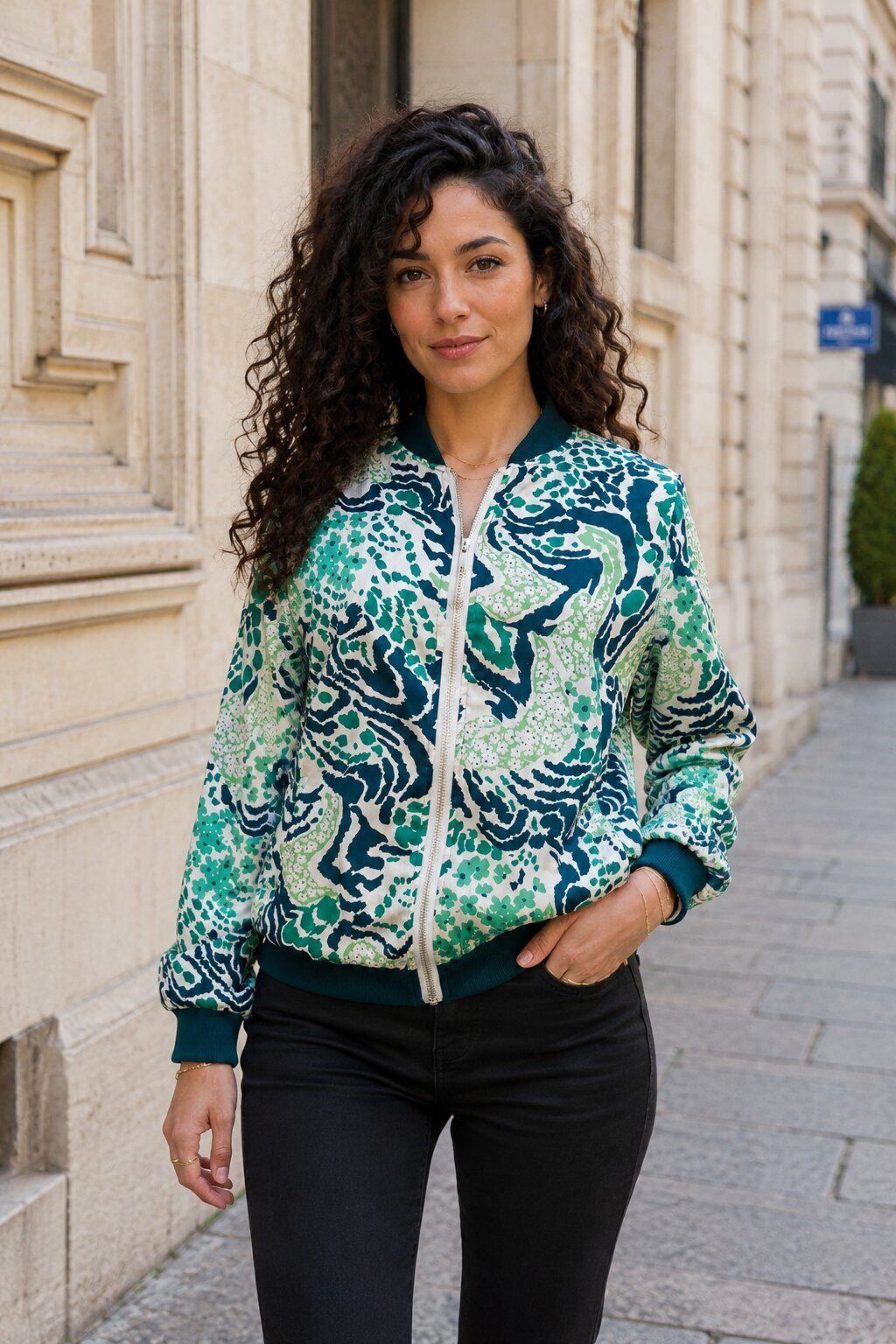 Großhändler Rosa Fashion - Bedruckte Bomberjacke