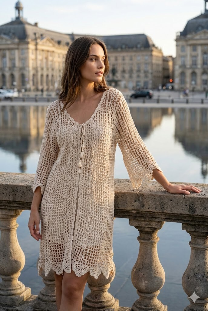 Grossiste Rosa Fashion - Cardigan en crochet à manches larges