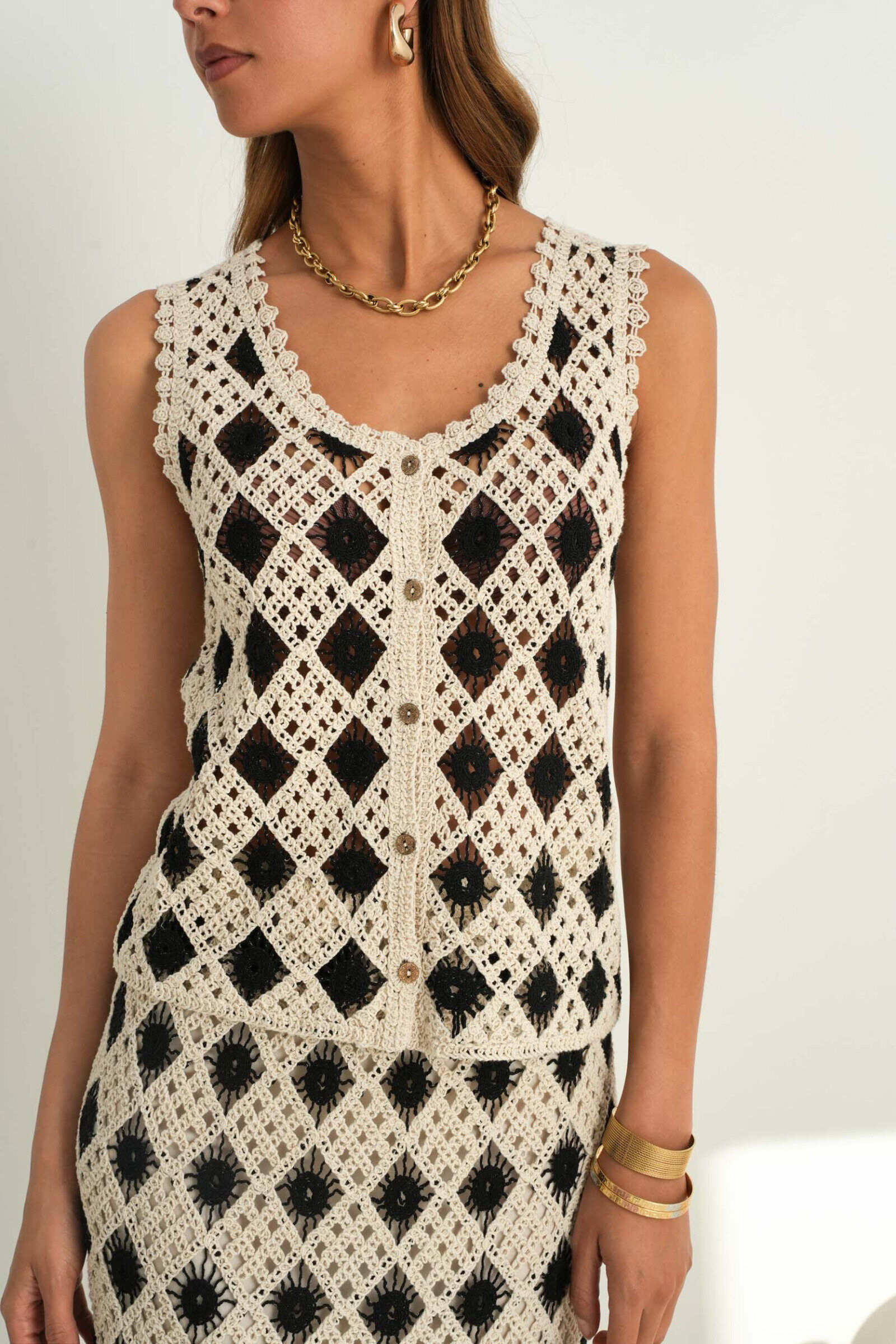 Grossiste Rosa Fashion - gilet en crochet ajouré