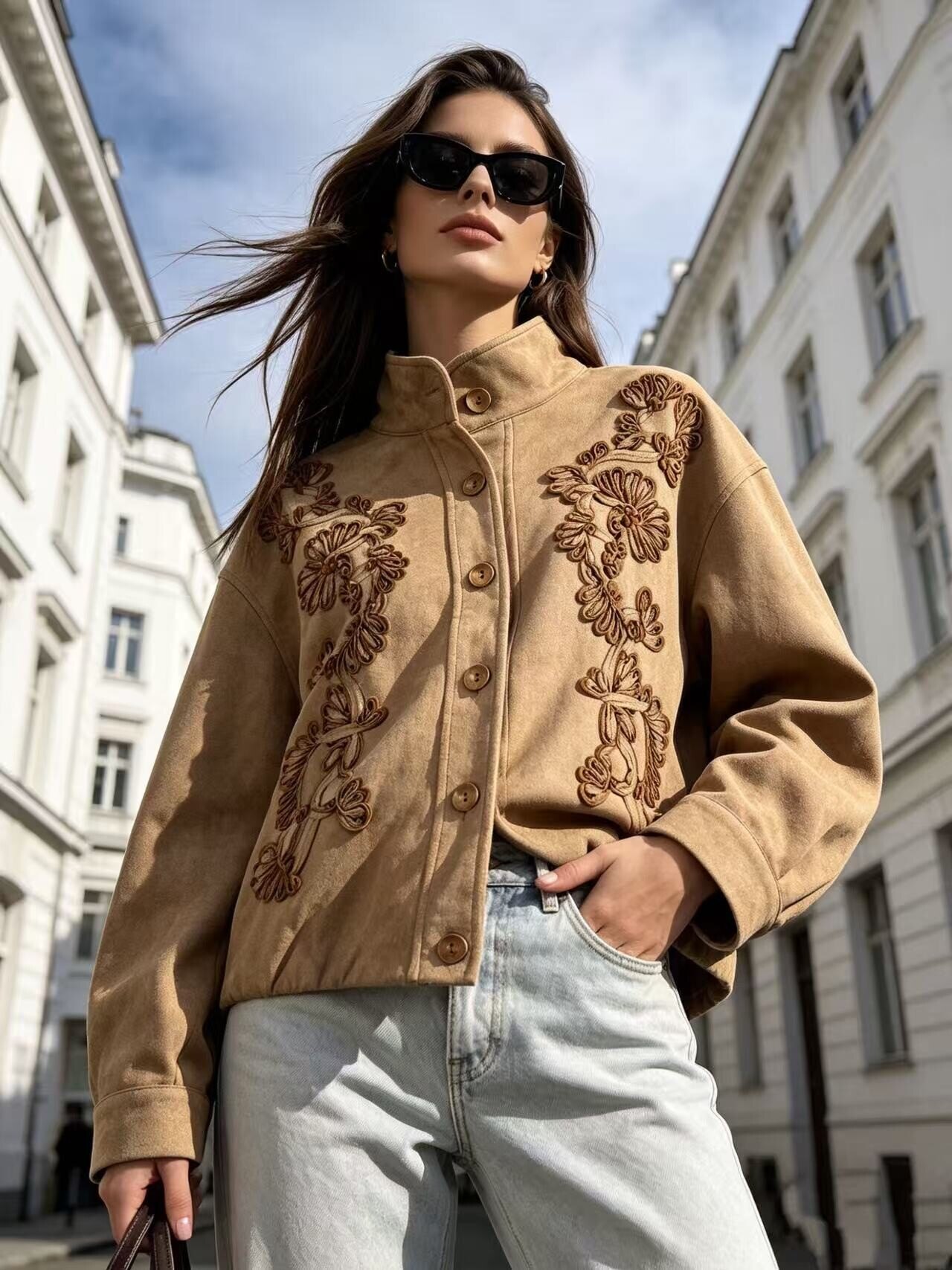 Großhändler Rosa Fashion - Bestickte Damenblazer