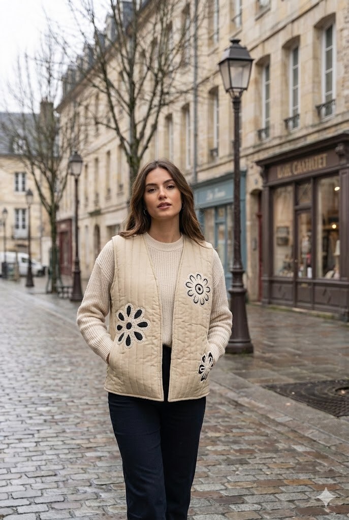 Grossiste Rosa Fashion - Gilet brodé à fleurs