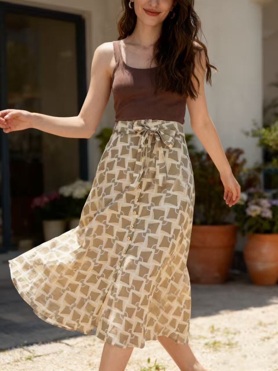 Wholesaler Rosa Fashion - Printed Maxi Skirt