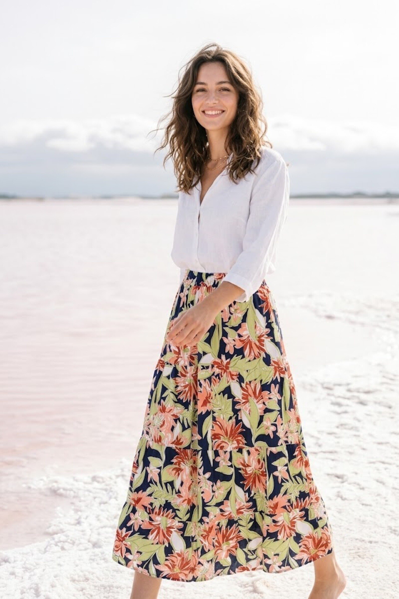 Wholesaler Rosa Fashion - Long printed skirt with elastic waistband