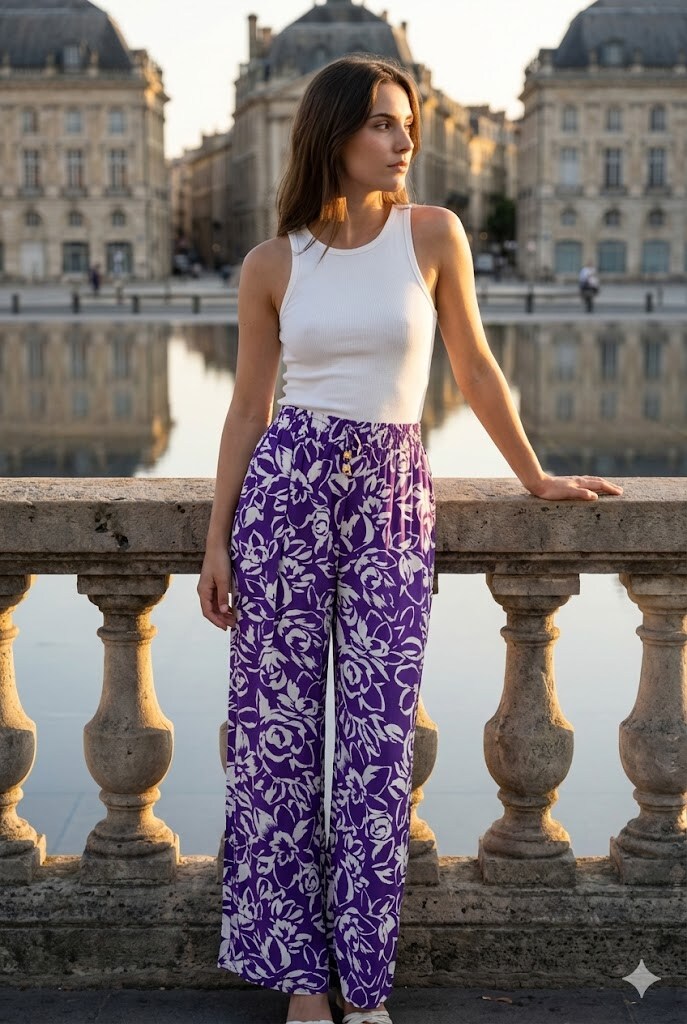 Wholesaler Rosa Fashion - Printed Flowing Trousers